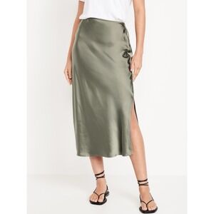 Old‎ Navy Women's High Waisted Satin Midi Slip Skirt Green Size XS
